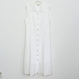 VALENTINA NALDI | White Eyelet Sleeveless Shirt Dress